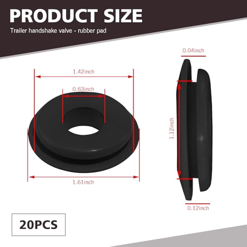 Image of 20 PCS Glad Hand Seals, Rubber High Temperature Resistance Handshake Valve Gasket, Air Hose Glad Hands Grommets Tight Fit Gasket, for Semi Trucks Trailers Brake Air Hose (Black)