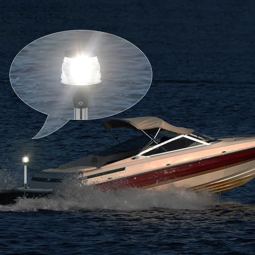 Image of 13 Inchs Stern Anchor Light, Navigation Lights, All Round White LED, 2NM Visibility, Stainless Steel Pole, Removable 2 Pin Plug-in Mount, 10-24V DC