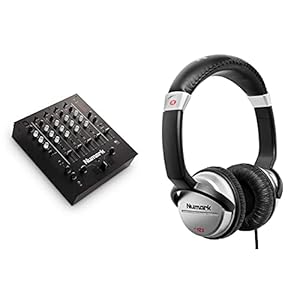 Numark M6 USB – 4-Kanal DJ-Mixer mit integriertem Audio Interface, 3-Band EQ, Mikrofoneingang und Crossfader & HF125…