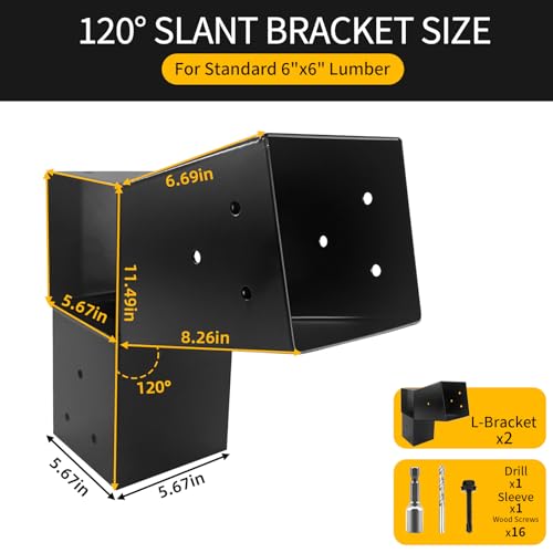Image of 1Pcs 2-Way Pergola Brackets 15 Degree Post Conector 4x4