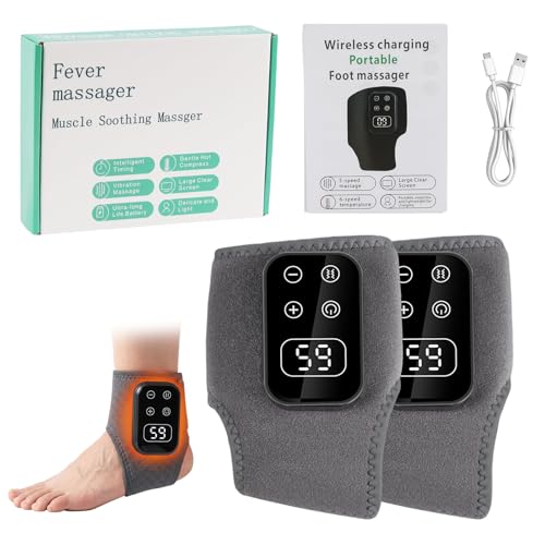 3 In1 Knöchelmassagegerät - Fussmassagegerät mit Wärme 5 Heizstufen & 5 Vibrationsmodi fußmassagegerät Fußmassage Ideal Geschenk für Eltern Massagegerät für Füße Die Durchblutung Fördern(Grau)