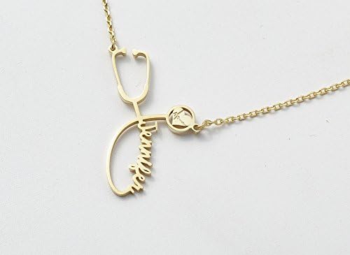 HandmadeCODE BLUE JEWELRY - Custom Christmas Gift for Nurse • Custom Name Necklace • Stethoscope Engraved Necklace • Graduation Gift