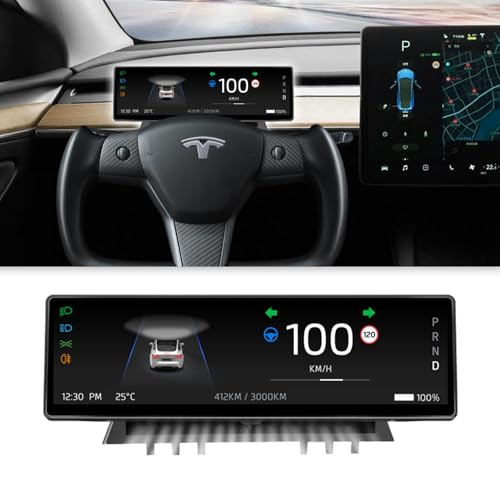 Image of Head Up Display for Tesla Model 3 2017-2023 & Model Y 2019-2024,8.8 inch Touch Screen Instrument Cluster with CarPlay & Android Auto Real-Time Vehicle Info Display