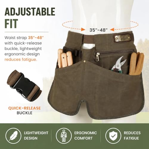 Canvas Gardening Half Apron, Heavy-Duty Florist Tool Belt 5 - 29.94 w/ Code + 40% Off Code TOURBON26 - image 3