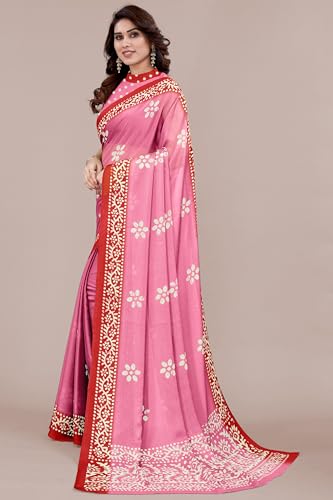 Image of MIRCHI FASHION Saree for Woman Chiffon Batik Printed | Lightweight Daily Wear Women's Office Sari with Blouse Piece (Available in 40 Colours)