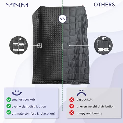 YnM Exclusive Cooling Weighted Blanket, Smallest Compartments with Glass Beads, Cooling Nylon/PE (Hushed Violet, 88"x104" 30lbs), Two Persons 140~240lbs Sharing Use on Queen/King Bed