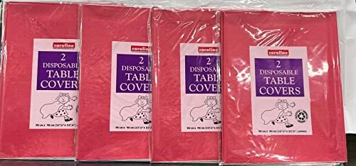 Caroline Table Cloth, Disposable Paper Cover for Square or Rectangular Dining Table Birthday Party, Catering, Baby Shower, Wedding Decorations Sold by Vrangle (Gold, Twin Pack of 4), 90 X 90cm