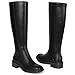 Lumeheel Black Knee High Boots for Women - Low Heel Square Toe Fall Tall Boots with Side Zipper B 8