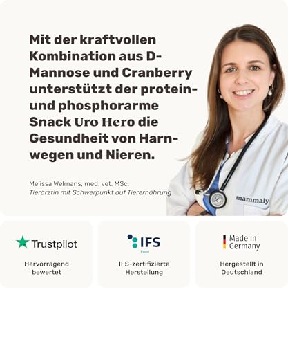 5-in-1 Blasen- & Nierenfutter für Hunde - URO Hero 120 Snacks (350g) von mammaly - Kann bei Blasenschwäche, Inkontinenz und Nierenprobleme unterstützen - mit Cranberry, Vitamin E, Beta-Carotin