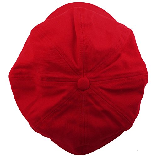 Summer 100% Cotton Plain Blank 8 Panel Newsboy Gatsby Apple Cabbie Cap Hat Red - Thumbnail 3