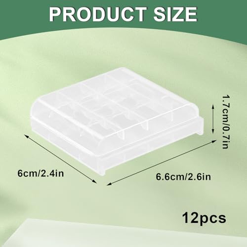 BaZuyunMd 12 Stück Batterie Organizer Box, Batterien Aufbewahrung, Akku Aufbewahrungsbox, Batterie Box Aufbewahrung, Akkubox, Transparentweiß, für die sichere Lagerung Organisation AA AAA Batterien