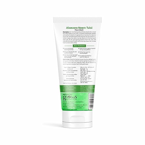 Image of Globus Naturals Aloe vera Neem Tulsi Enriched With Glycerin & Oil Control Formula Men & Women All Skin Types Face Wash 75gm (Pack of 3)