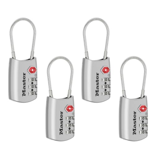 Image of Master Lock Set Your Own Combination TSA Approved Luggage Lock, Silver, 4 Pack, 4688SLVEC4
