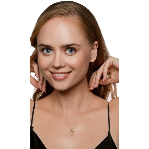 10k Diamond Three-Stone Cross Pendant Necklace Religious Jewelry (0.05cttw, I-J/I2-I3) 18" - Image 5