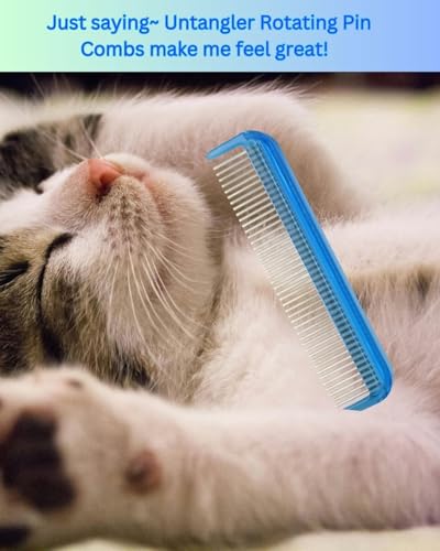 Image of Cat Comb - 5 inch with ultra fine silky smooth rotating teeth for gentle mat clearing; 7 inch with dual-spaced teeth, SkyBlue