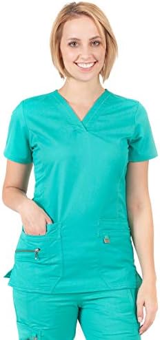LifeThreads Ergo Women's Fashion V-Neck Top - Antimicrobial - Fluid Resistant