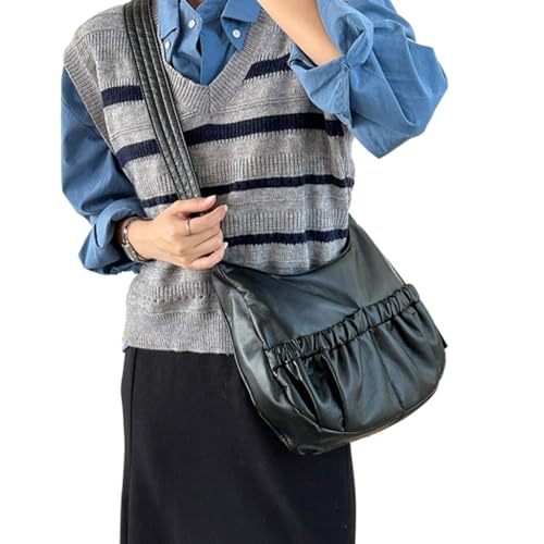 2024NEWCrossbodyBagSoftPleatedSolidColorBagPULeatherShoulderBagforGirlWomenVersatileFashionTrendyBag2