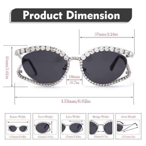 Woeoe Rhinestone Sunglasses for Women Bling Sun Glasses3
