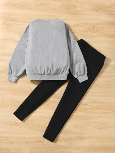 Image of Floerns Girl's Two Piece Outfit Cartoon Print Sweatshirt Top and Leggings Set
