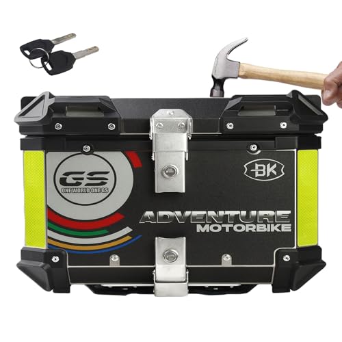 Coffre de moto en aluminium 65L top case robuste et sécurisé avec serrure