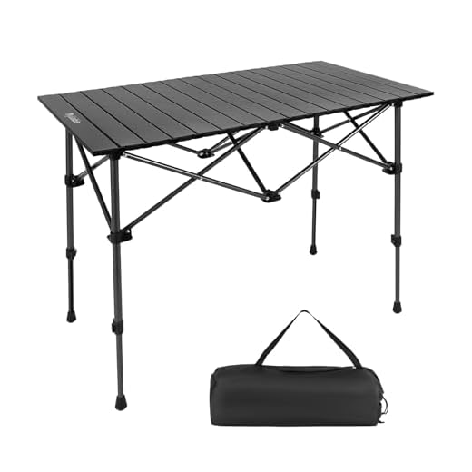 25+ Creative Tent Camping Setup Ideas for Your Next Adventure 5 Byliable Camping Table Folding Portable Camp Aluminum Fold Up Lightweight Roll Up Table Adjustable Height with Carry Bag Indoor Outdoor for Camping, Picnic, Backyard, BBQ, Patio, Black