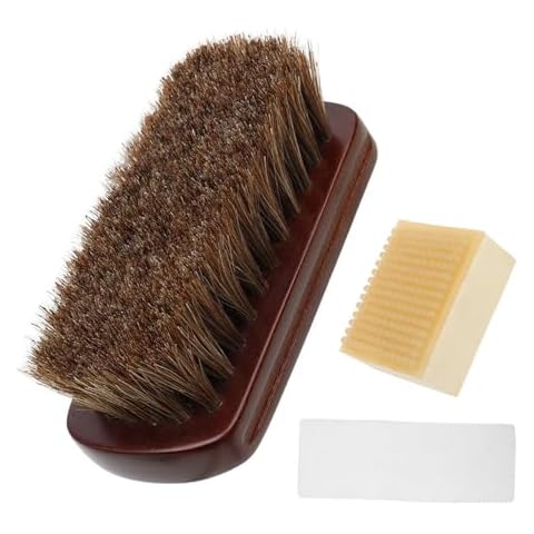 Shoe Cleaning Brush Shoe Polish Brush Suede Brush, Shoe Shine Kit Boot Brush Horse Hair Brush for Leather, Shoe Brushes for Cleaning Shoe Shine Kit for Men and Women (3) Cover