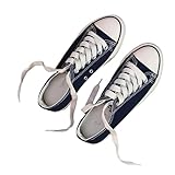 Segeltuchschuhe für Damen Paar Canvas Schuhe Männer Und Frauen Flache Schnürung-Up Freizeitschuhe-Schwarz-EUR 42