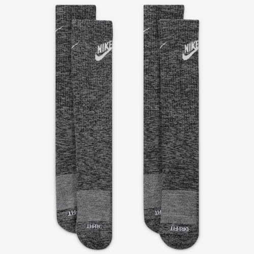 NIKE Everyday Plus Cushioned Crew Socks (2Pairs) DH3778-010 (BLACK/WHITE), Size S2
