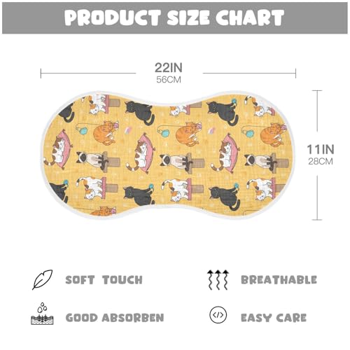 2 Pack Muslin Burp Cloths Cat Cute Orange Cotton Baby Burp Cloths Ultra Absorbent and Soft Burping Cloth for Baby Boys Girls, Large 22" x 11"2