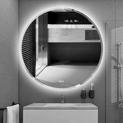 Miroir mural de salle de bain antibuée tactile rond 70x70cm