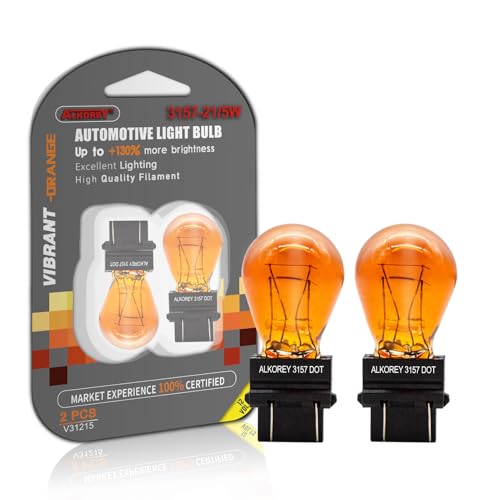 ALKOREY 3157 Amber Light Miniature Bulb Mini Bulb Amber Natural Glass 2100K Taillight Turn Signal Light 12V 21/5W 2 Pack