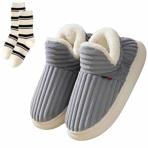 CLOUDEMO Sunmoine Cloud Slippers,Pillow Warm Fuzzy House Slippers, Anti-Skid Cozy Plush for Indoor Outdoor Warm Slippers (Grey,8-8.5) - Main Image