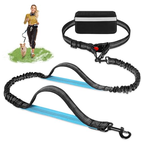 Blanlody Guinzaglio Mani Libere per Cani, Regolabile Guinzaglio Mani Libere Marsupio Rimovibile Guinzaglio Trekking Cane per Can Da Corsa, Passeggio Riflettente per Cane Di Taglia Media E Grande
