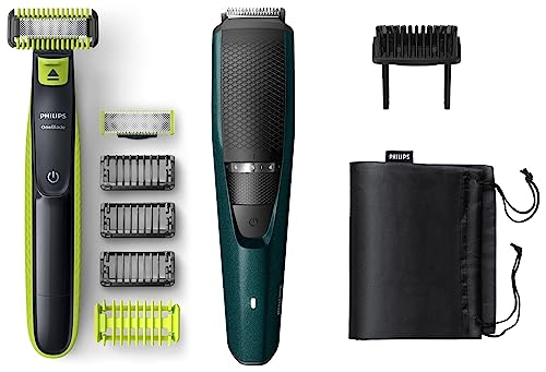 Image of Philips QP2620 /10 OneBlade Face + Body Hybrid Trimmer and Shaver with 4 Trimming Combs & PHILIPS BT3231 /15 Smart Beard Trimmer - Power adapt technology, Green