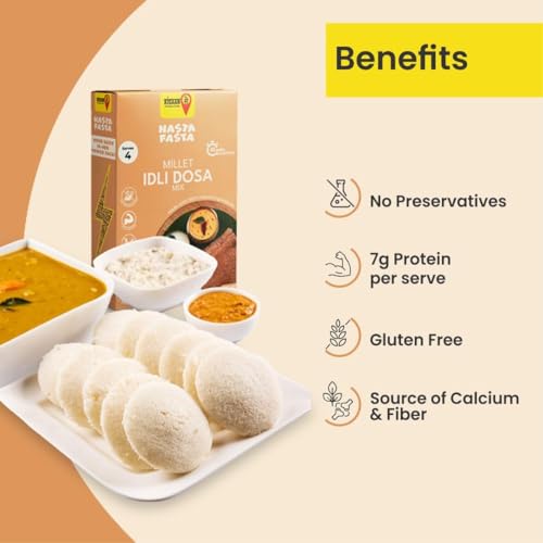 Image of KisaanSay Millet Idli /Dosa Mix 200gm Ready to Cook, Healthy Breakfast, Gluten-Free, High Protein & Fibre, Dosa batter (200gm)