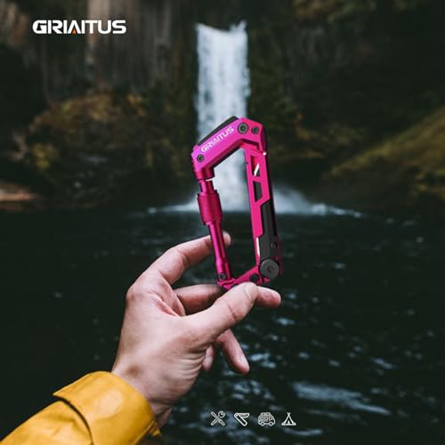 Image of Dark Pink Color Multitool Carabiner EDC Pocket Multi-tool Knife Gifts for Mom Women Wife, EDC Carabiners Keychain with Bottle Opener, Rope Cutter, Window Breaker, for Camping Hiking (Deep Pink)