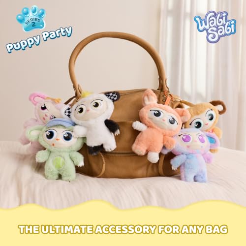 Image of WabiSabi Puppy Party Blind Box by Relatable - Drop Collectible Blind Box Figures Plush Keychain, Desk Accessories and Back to School Gifts for Kids and Collectors - Includes 1 Mystery Plush Bag Charm