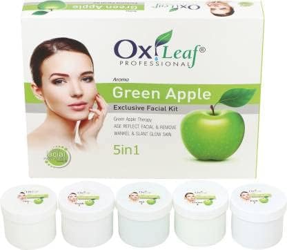 Vista 2 de Kit facial de manzana verde, máscara facial, crema de masaje, gel facial, exfoliante facial exclusivo 5 en 1