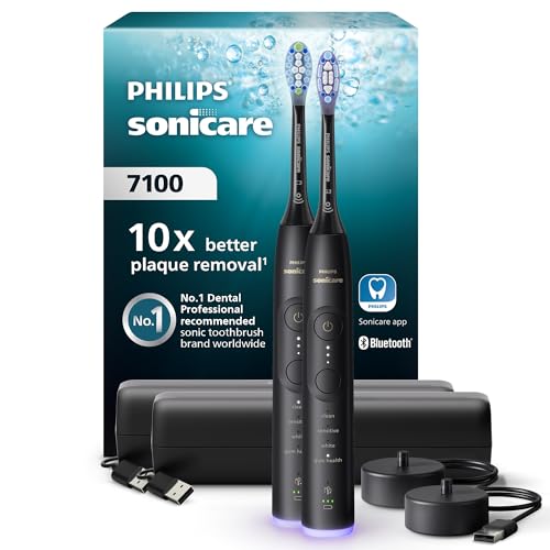 Philips Sonicare Electric Toothbrush 7100 Series Sonic Toothbrush with App, 4 Cleaning Modes and 3 Intensity Levels, Pressure Warning, EasyStart, SmartTimer, Black, Model HX7429/03