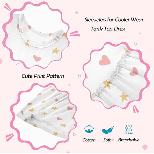 CaTaKu Tiny Hearts Star Girls' Dresses Toddler Summer Dress Cotton Sleeveless Dresses for Girls Sundress 2-8T3
