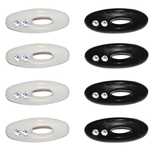 Zaffron Shop Classic Hijab Saree Pins with Rhinestones (Black and White 8 Pack)