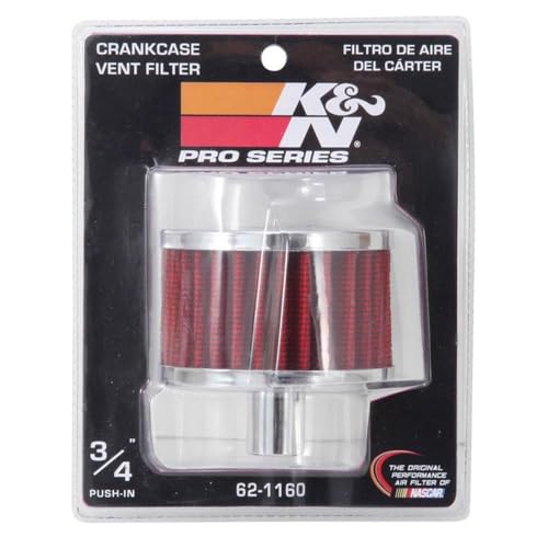 Image of K&N Vent Air Filter /Breather: High Performance, Premium, Washable, Replacement Engine Filter: Flange Diameter: 0.75 in, Filter Height: 2 in, Flange Length: 0.875 in, Shape: Breather, 62-1160