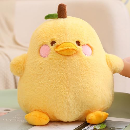 shownicer Plüschtier Ente Kuscheltier Birne Stofftier Kawaii Ente Plüsch Kissen Spielzeug Wurfkissen Geschenk für Kinder Mädchen 3+ Jahre (Gelb, 20cm)