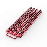 Olsa Tools Socket Organizer Tray - Portable Red Rail with Black Clips - Stores 80 Sockets Securely - Professional-Grade Socket Holder - Part 1047