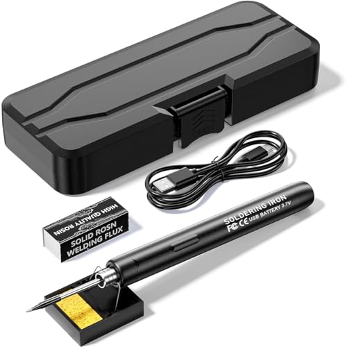 HASTHIP Cordless Soldering Iron Pen Kit USB Rechargeable Adjustable Temperature for Precision Work with Stand USB Cable & Storage Case