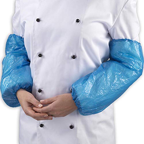 100 x Simply Direct Einweg Ärmelschoner aus Polyethylen, Latexfrei, mit Elastischen Manschetten, (40cm x 40cm - 15.7" x 15.7"), Blau - Mengenauswahl Cover