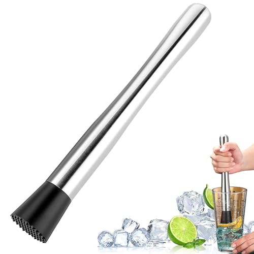 Pilon à Glace, Pilon à Cocktail en Acier Inoxydable Multifonction 21CM Denté en INOX pour Cocktail, Mélangeur à Cocktail Outil de Bar