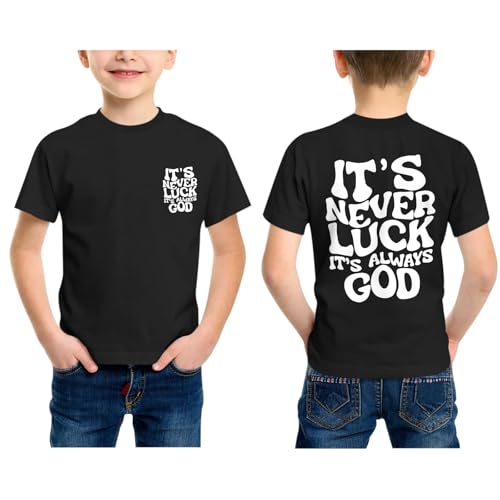 KIEKIECOO God Christian Shirts for Boys Bible Verse Letter Printed T Shirts Faith Religious Shirt for Kids Cotton Casual Tops
