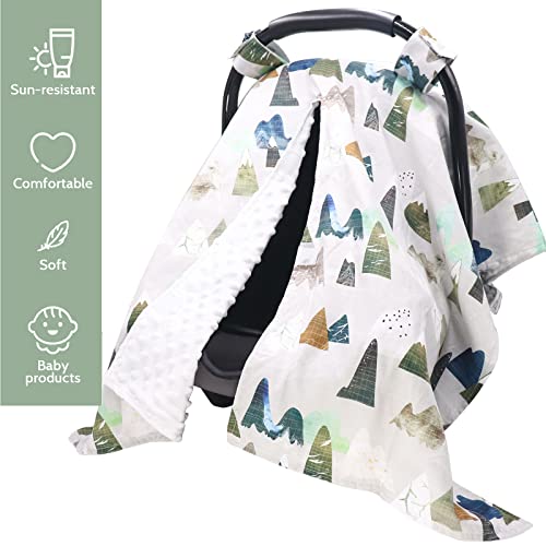 Image of TANOFAR Car Seat Cover Baby, Carseat Covers Baby Boy Girl, Peekaboo Opening Infant Car Seat Cover for Winter, Warm & Cozy, Adventure Mountain