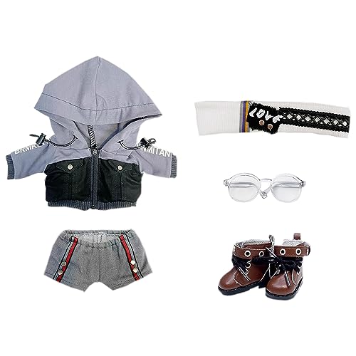 Ensemble de vêtements de poupée en peluche haut de gamme niannyyhouse en jean et coton gris
